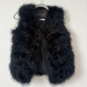 NWT - BCBGMaxAzria Black "Natalia" Feather Vest